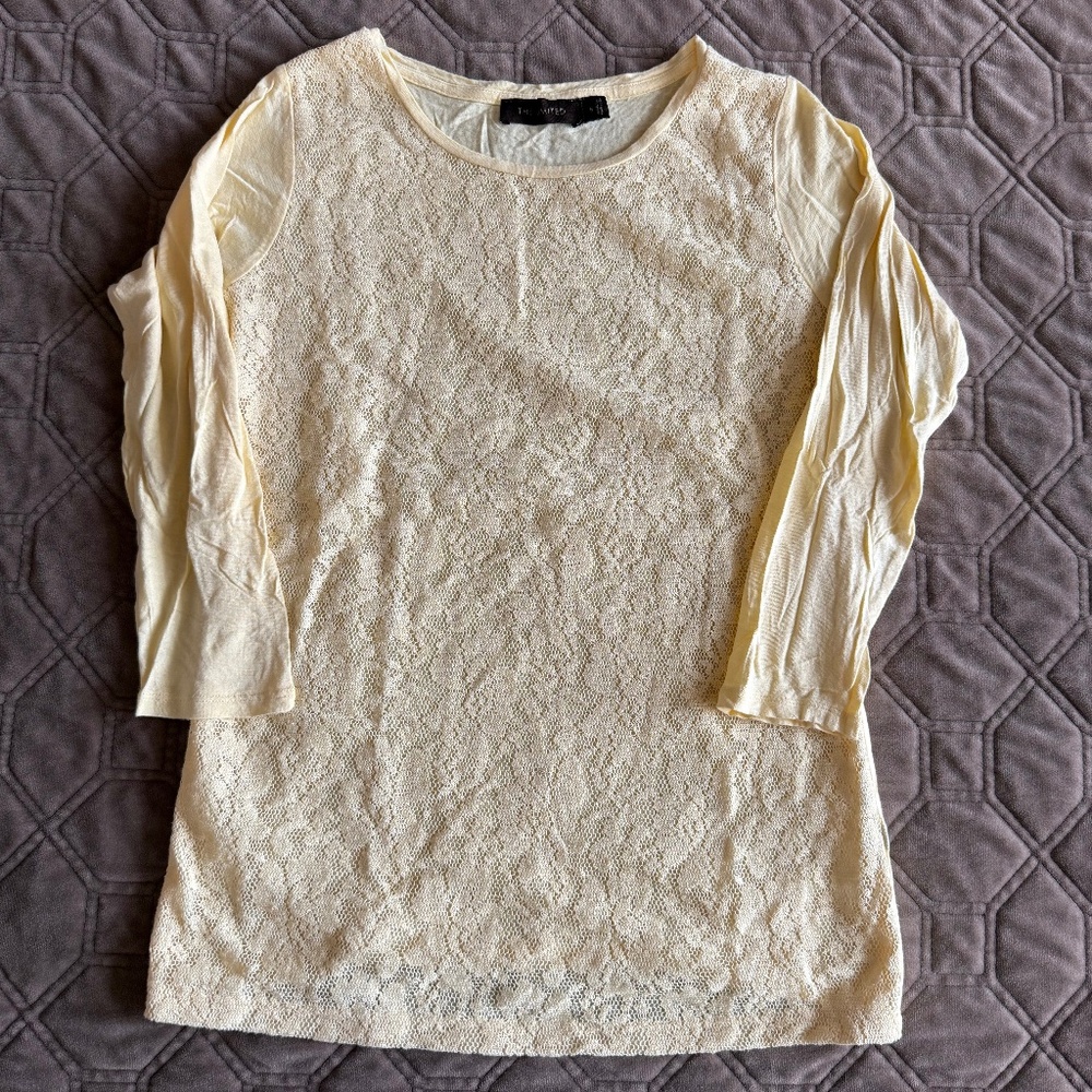 The Limited Jersey 3/4 Sleeve Pale Yellow Top
